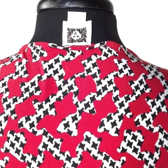 ANNE KLEIN Red Black White Houndstooh Career Top S - Picture 7 of 8